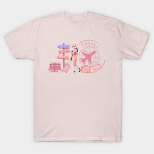 Travel in pink T-Shirt